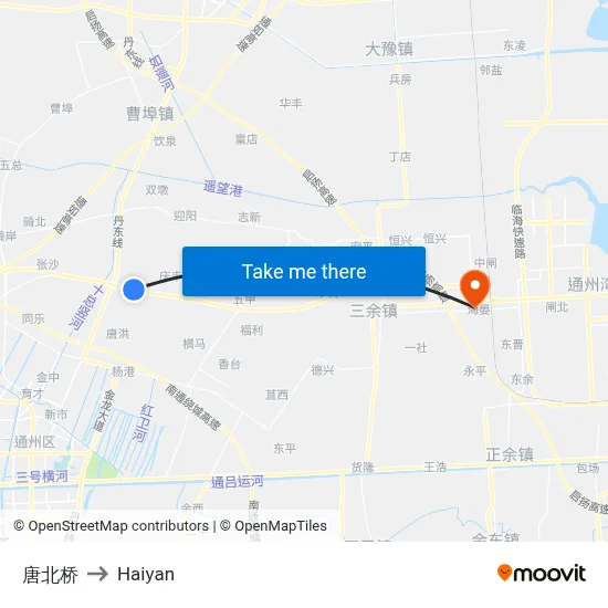 Tang North Bridge to Haiyan map
