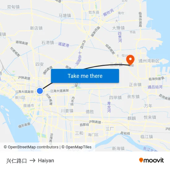 Xingren Road Junction to Haiyan map
