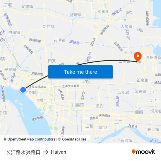 Changjiang Road & Yongxing Road Intersection to Haiyan map