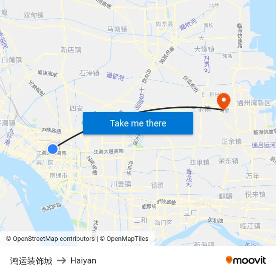 Hongyun Decoration City to Haiyan map