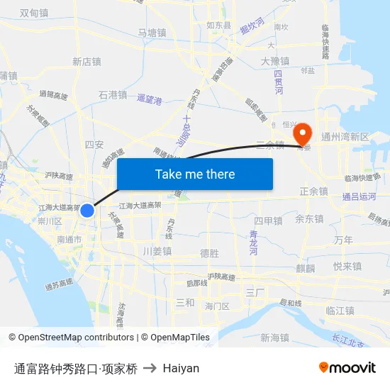 Tongfu Road-Zhongxiu Road Intersection·Xiangjia Bridge to Haiyan map