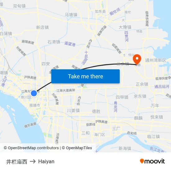 Jinglan Temple West to Haiyan map