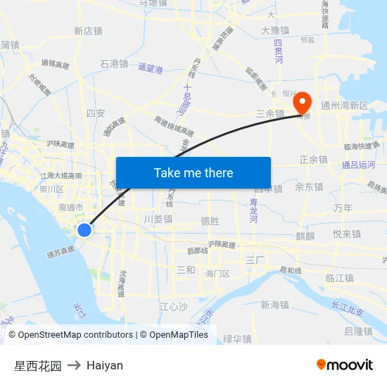 Xingxi Garden to Haiyan map