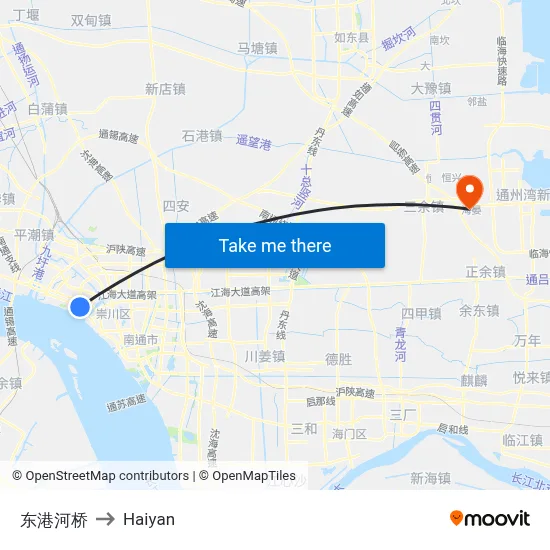Donggang River Bridge to Haiyan map