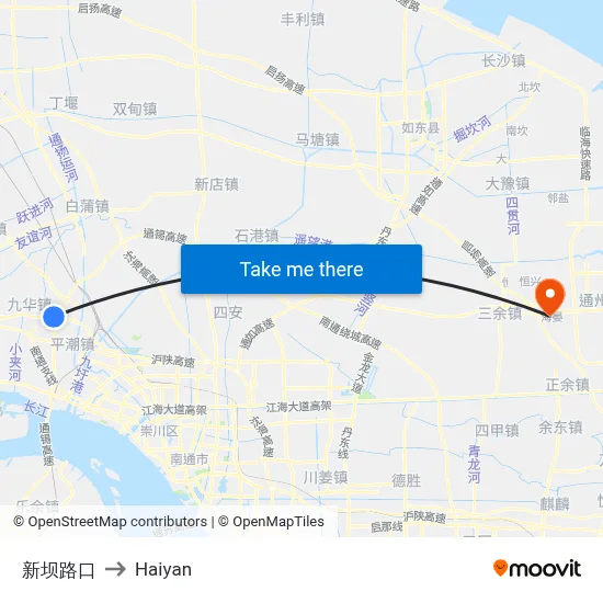 Xinba Intersection to Haiyan map