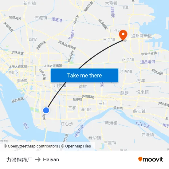 Liqiang Steel Rope Factory to Haiyan map