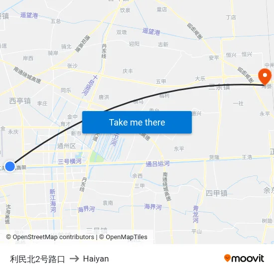 Limin North 2nd Road Intersection to Haiyan map