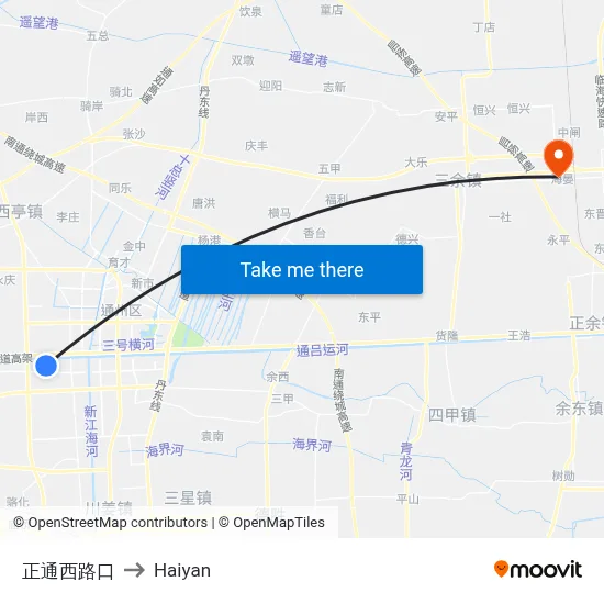 Zhengtong West Road Intersection to Haiyan map