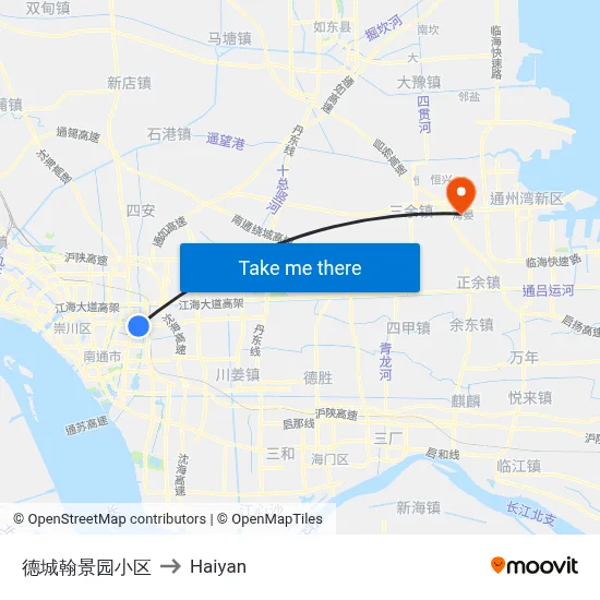 Decheng Hanjing Garden to Haiyan map
