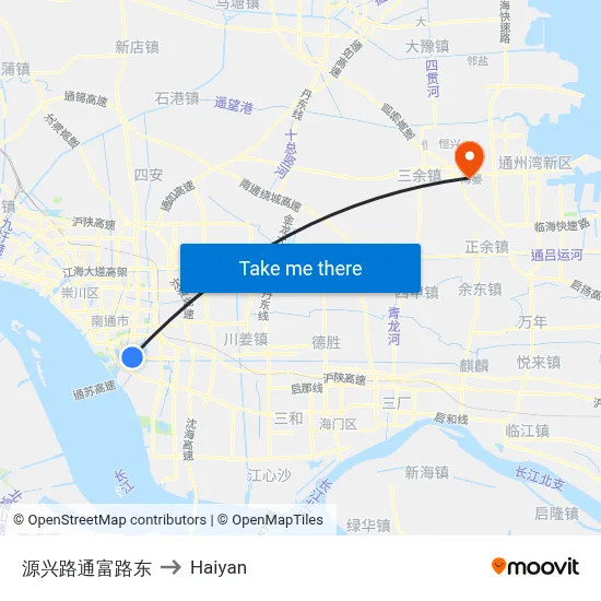 Yuanxing Road - Tongfu Road East to Haiyan map