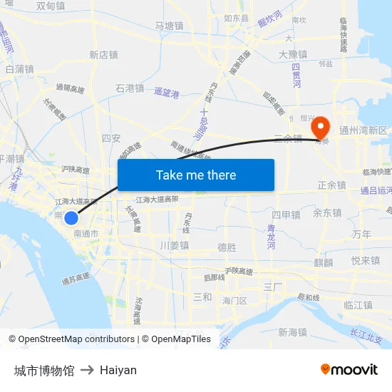 City Museum to Haiyan map