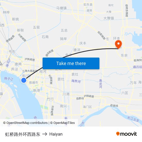 虹桥路外环西路东 to Haiyan map