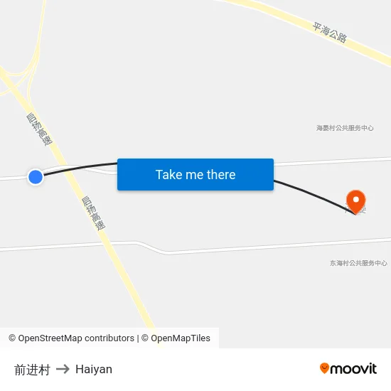 前进村 to Haiyan map