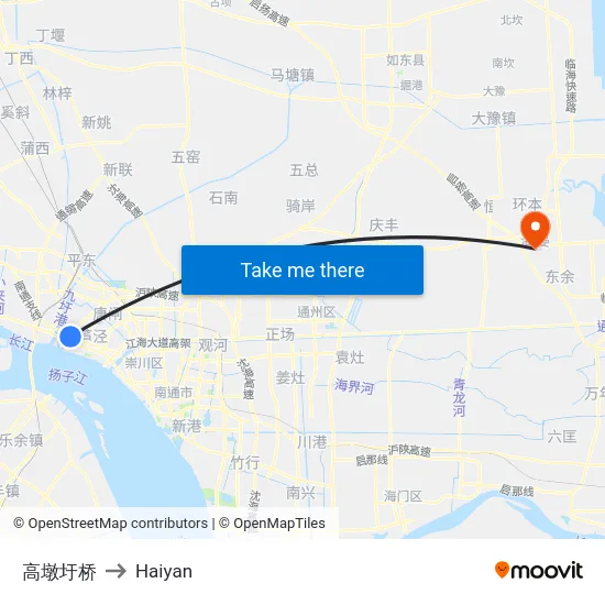 高墩圩桥 to Haiyan map
