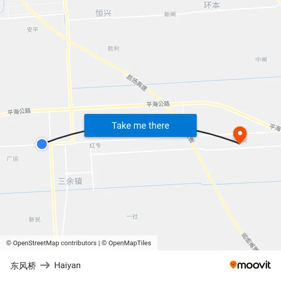 东风桥 to Haiyan map
