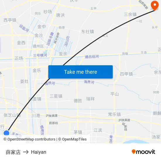 薛家店 to Haiyan map