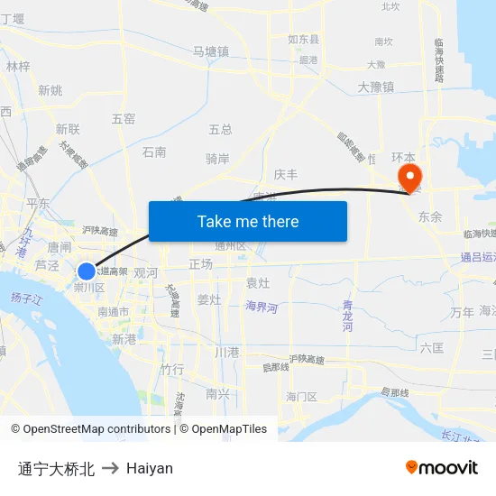 Tongning Bridge North to Haiyan map