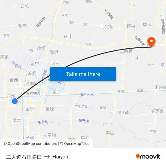 二大道石江路口 to Haiyan map