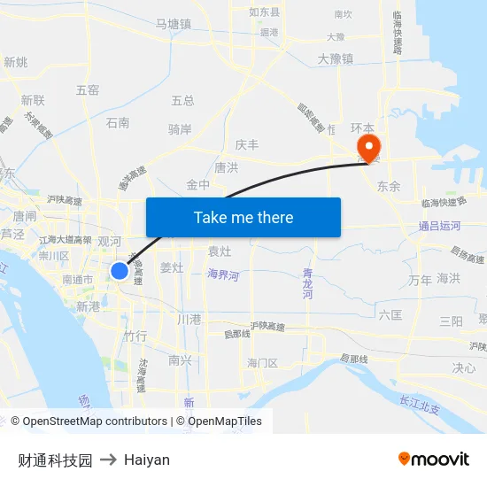 财通科技园 to Haiyan map