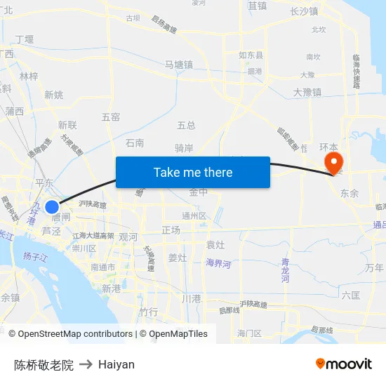 陈桥敬老院 to Haiyan map