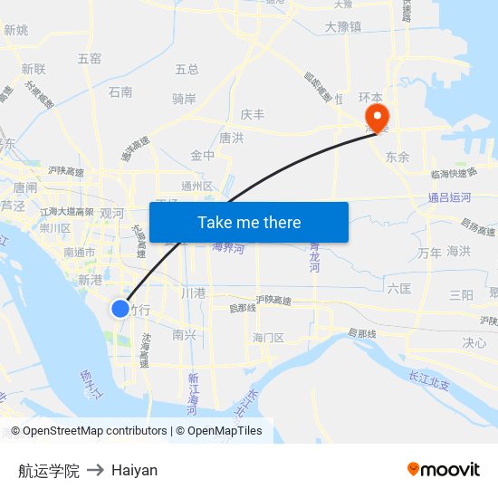航运学院 to Haiyan map