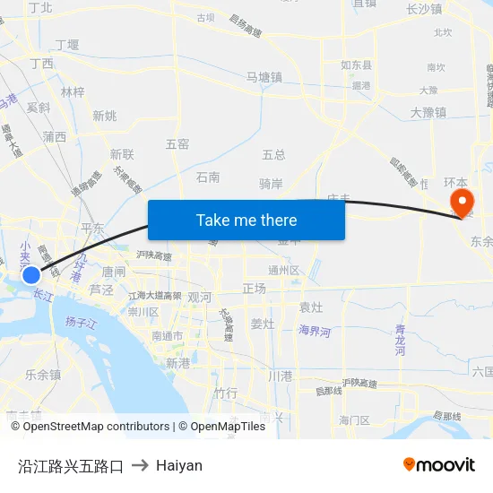 沿江路兴五路口 to Haiyan map