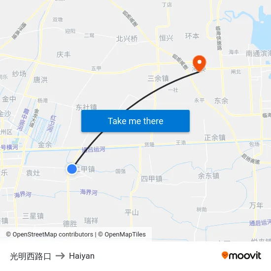 光明西路口 to Haiyan map