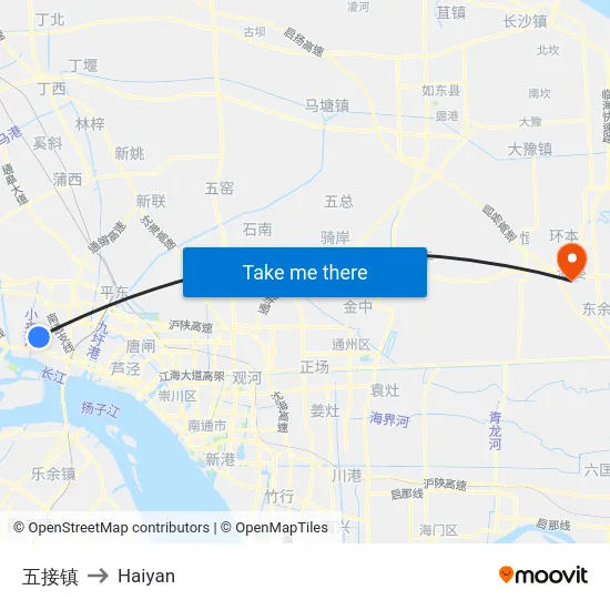 五接镇 to Haiyan map