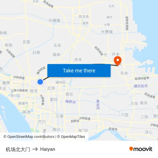 机场北大门 to Haiyan map