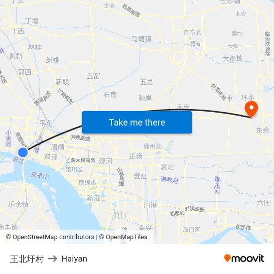 王北圩村 to Haiyan map