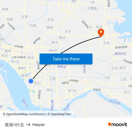 星湖101北 to Haiyan map