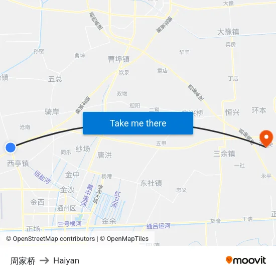 周家桥 to Haiyan map