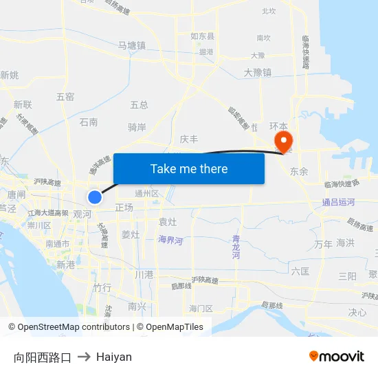 向阳西路口 to Haiyan map