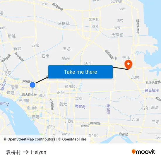 袁桥村 to Haiyan map