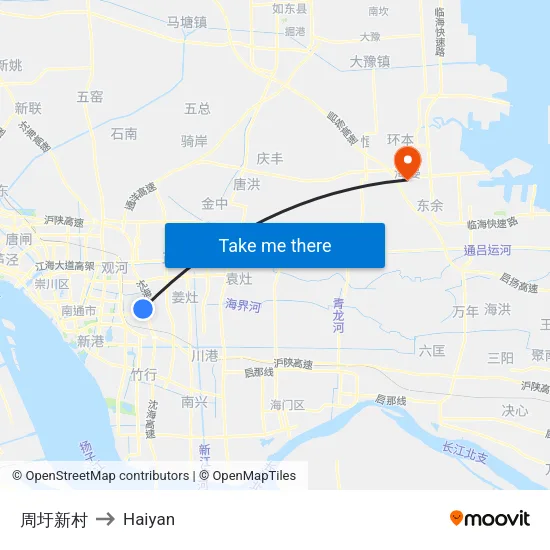 周圩新村 to Haiyan map