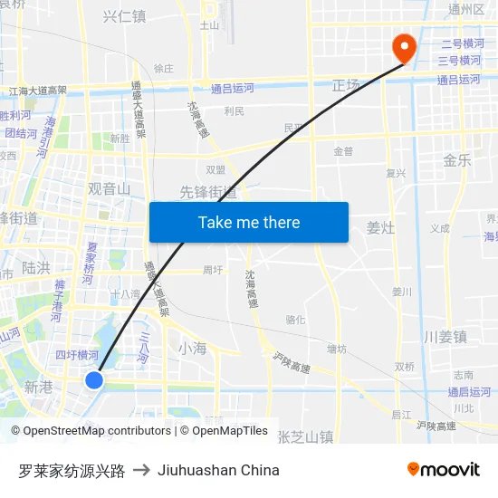 罗莱家纺源兴路 to Jiuhuashan China map