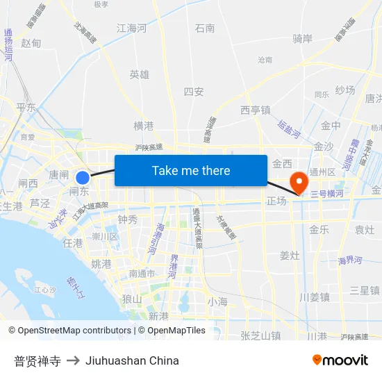 普贤禅寺 to Jiuhuashan China map