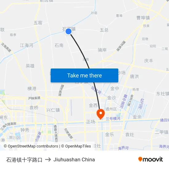 石港镇十字路口 to Jiuhuashan China map