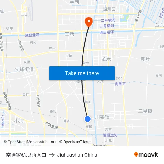 Nantong Home Textile City West Entrance to Jiuhuashan China map
