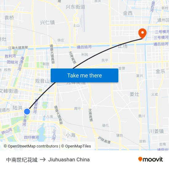 中南世纪花城 to Jiuhuashan China map