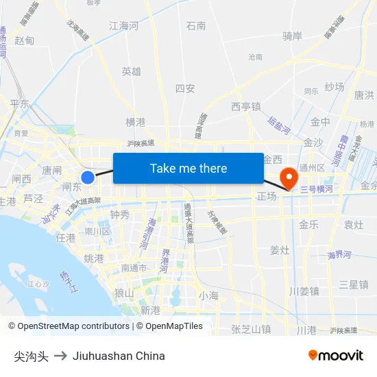 尖沟头 to Jiuhuashan China map