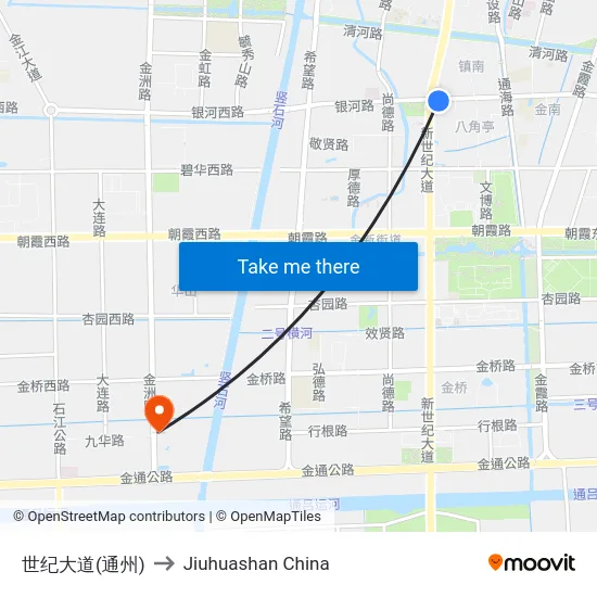世纪大道(通州) to Jiuhuashan China map