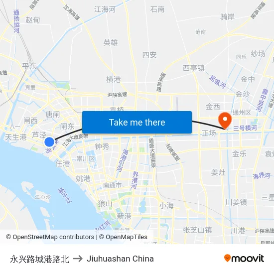 永兴路城港路北 to Jiuhuashan China map