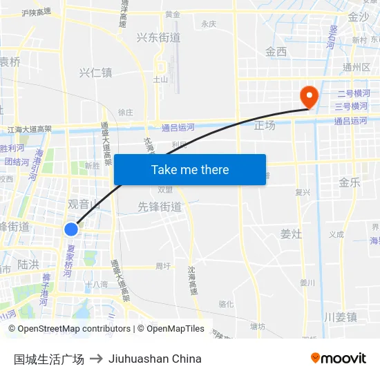 国城生活广场 to Jiuhuashan China map