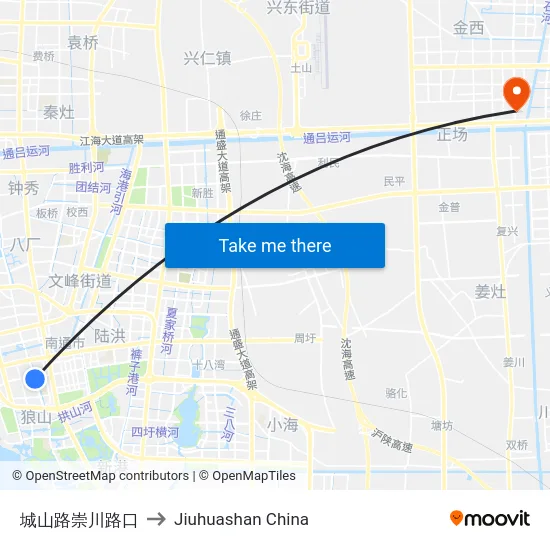 城山路崇川路口 to Jiuhuashan China map