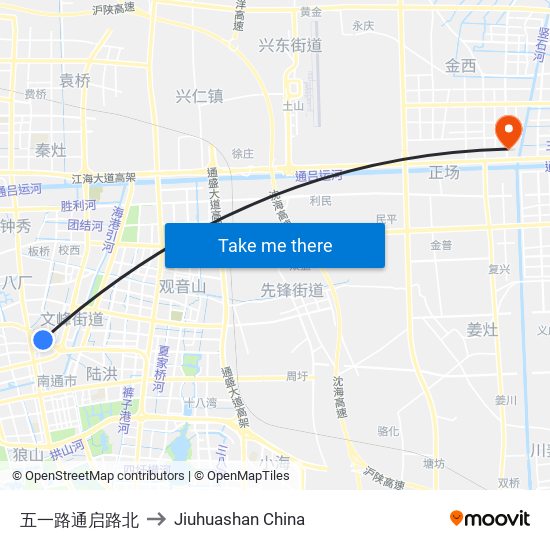 五一路通启路北 to Jiuhuashan China map