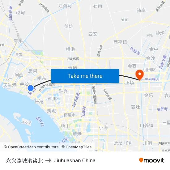 永兴路城港路北 to Jiuhuashan China map