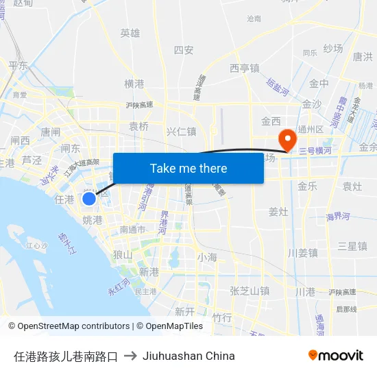 任港路孩儿巷南路口 to Jiuhuashan China map