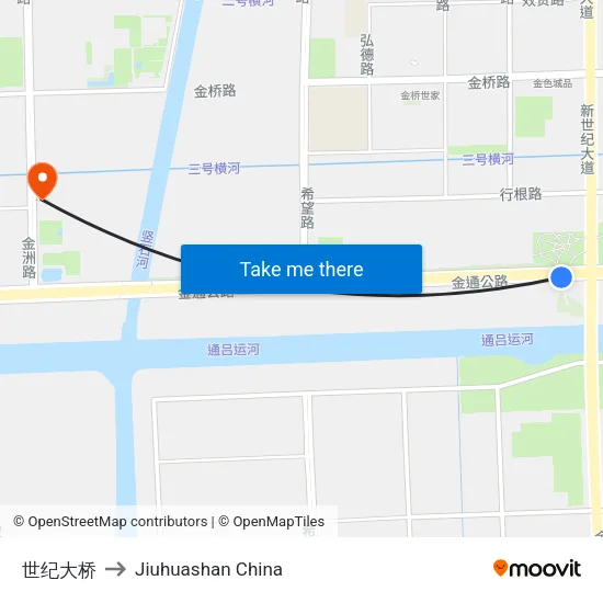 世纪大桥 to Jiuhuashan China map