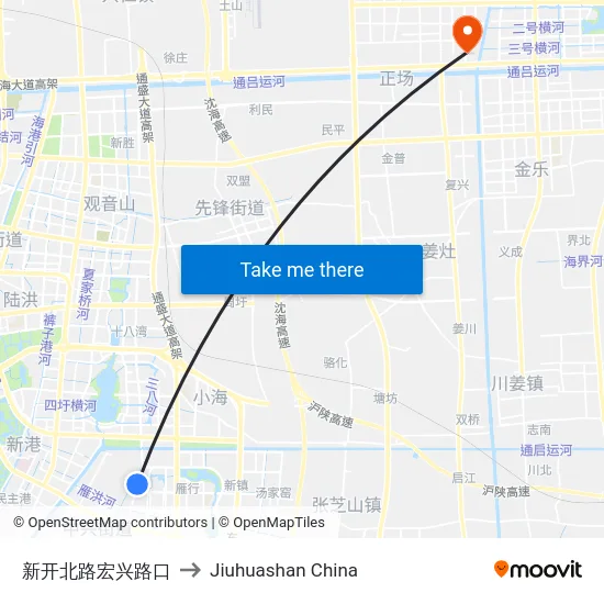 新开北路宏兴路口 to Jiuhuashan China map